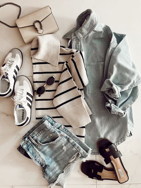 Spring essentials- Jean shacket, denim shorts, sandals 

#LTKstyletip #LTKshoecrush