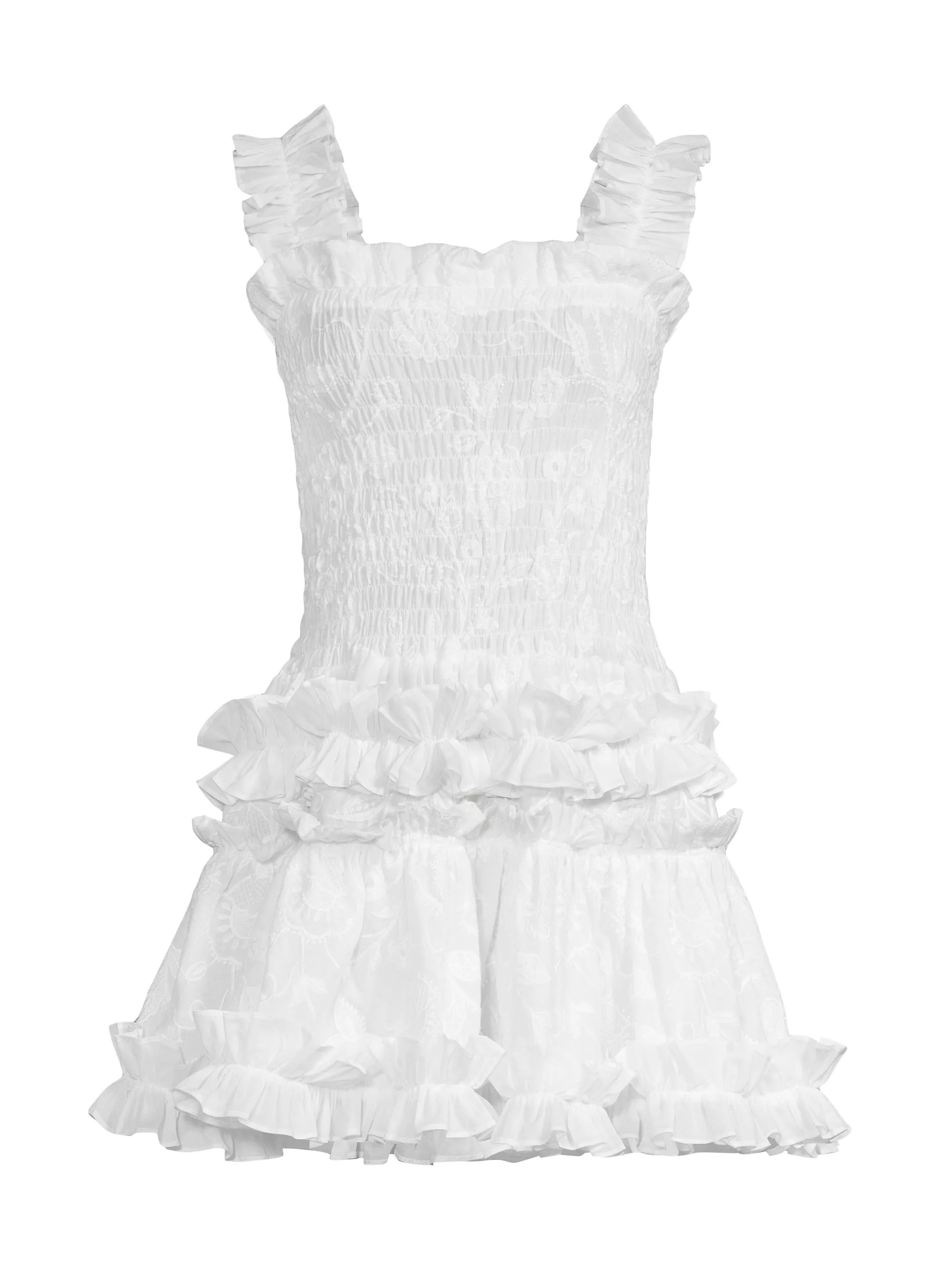 Core Alfresco Smocked Cotton Minidress | Saks Fifth Avenue