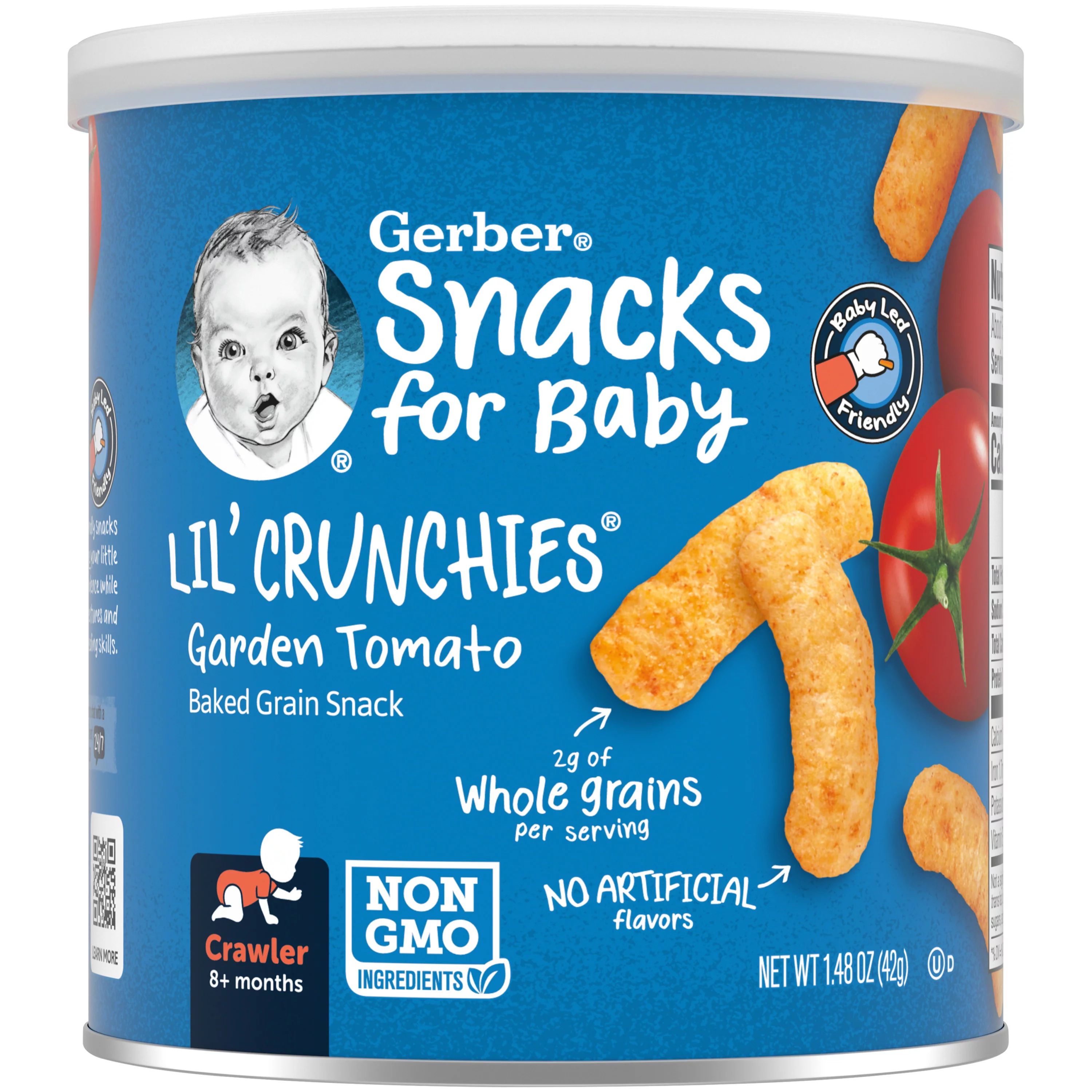 Gerber Snacks for Baby Lil Crunchies Garden Tomato Puffs, 1.48 oz Canister | Walmart (US)