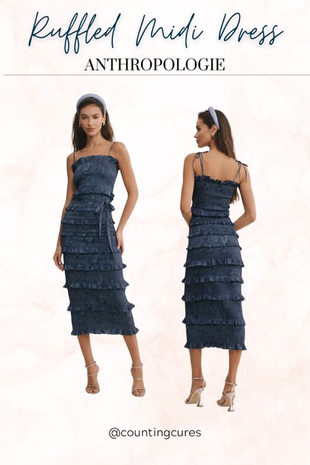 Elevate your wardrobe with this ruffled midi dress! Perfect to wear on brunch date, wedding guest or date night!
#fashionfinds #outfitinspo #summerdress #summerstyle

#LTKSeasonal #LTKstyletip #LTKFind
