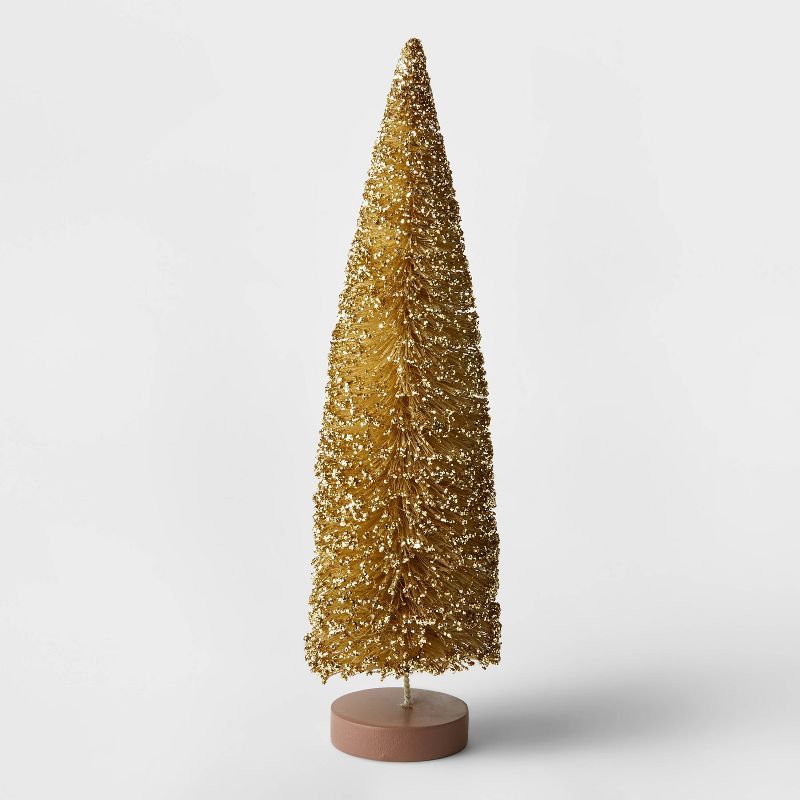 12&#34; Decorative Glitter Sisal Bottle Brush Tree Beige - Wondershop&#8482; | Target