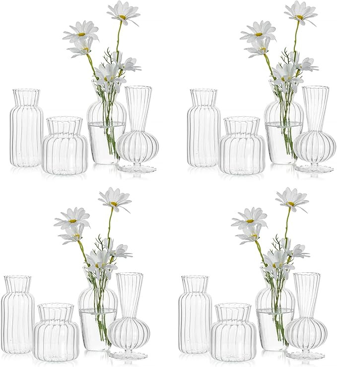 Mini Glass Vases for Centerpieces - Hewory Small Clear Bud Vase in Bulk, Cute Flower Vases Set fo... | Amazon (US)