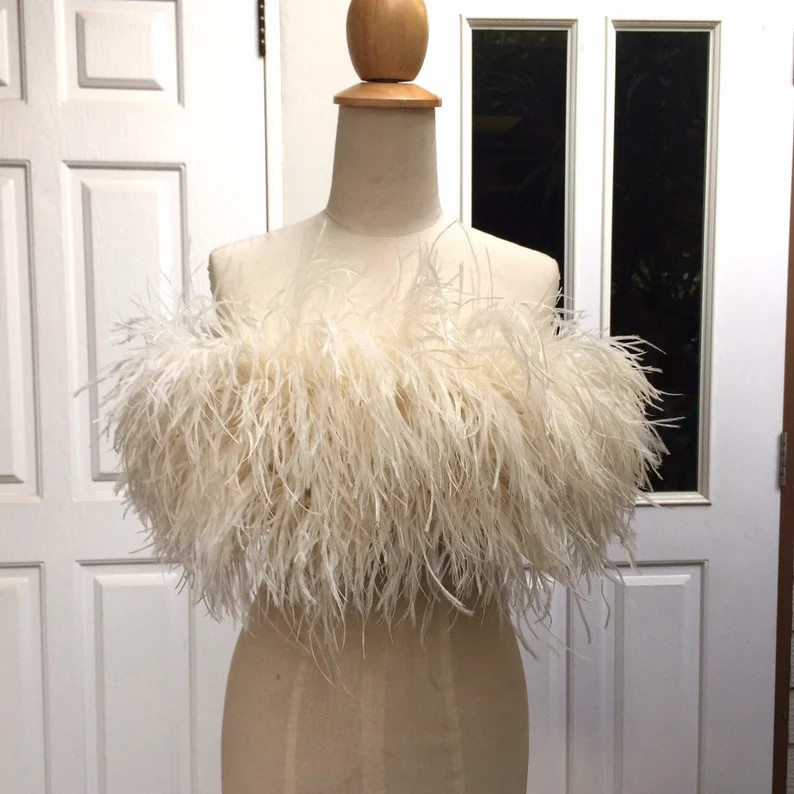Sginstar Ray Ivory Feather Crop Top for Women | Etsy | Etsy (US)
