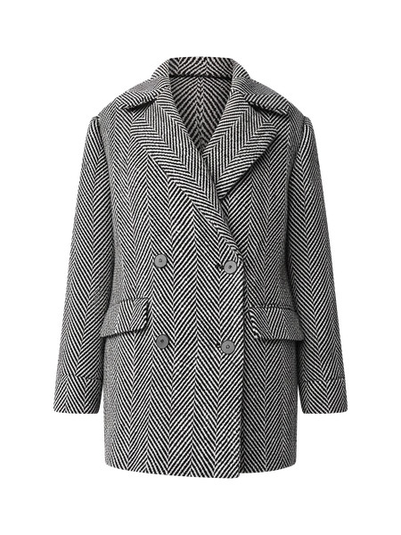 Herringbone Double Breasted Peacoat | Ann Taylor