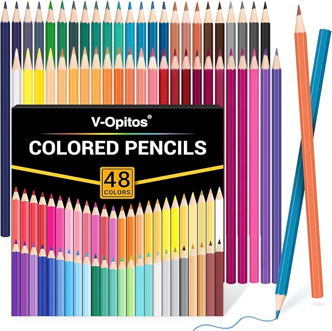 V-Opitos 48 Pack Colored Pencils Set, Pre-sharpened Coloring Pencils for Kids Beginners, Colored ... | Amazon (US)