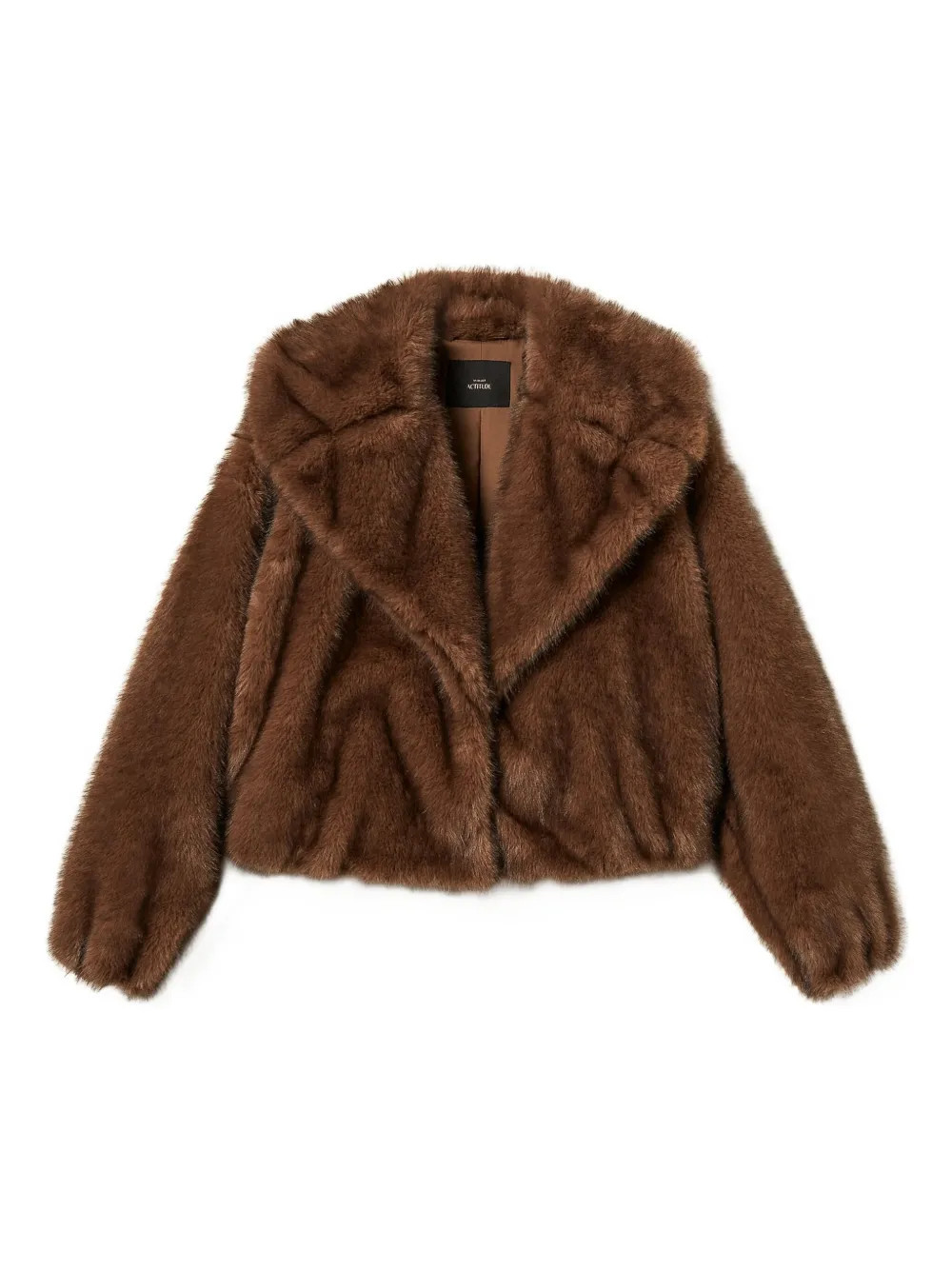 TWINSET oversize-collar faux-fur jacket - Brown | Farfetch Global