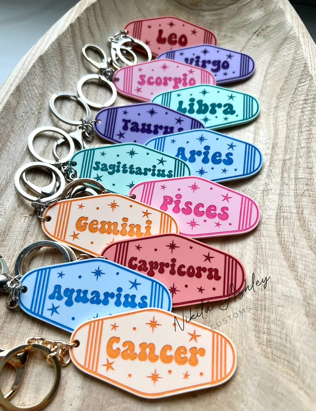 Zodiac Vintage Motel Key Fob, Personalized Gifts - Etsy | Etsy (US)