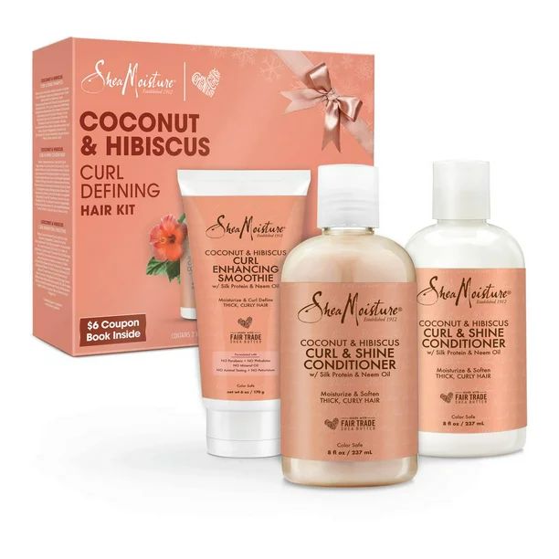 ($19 Value) SheaMoisture Curl Defining Coconut & Hibiscus Holiday Gift Set (Shampoo, Conditioner,... | Walmart (US)