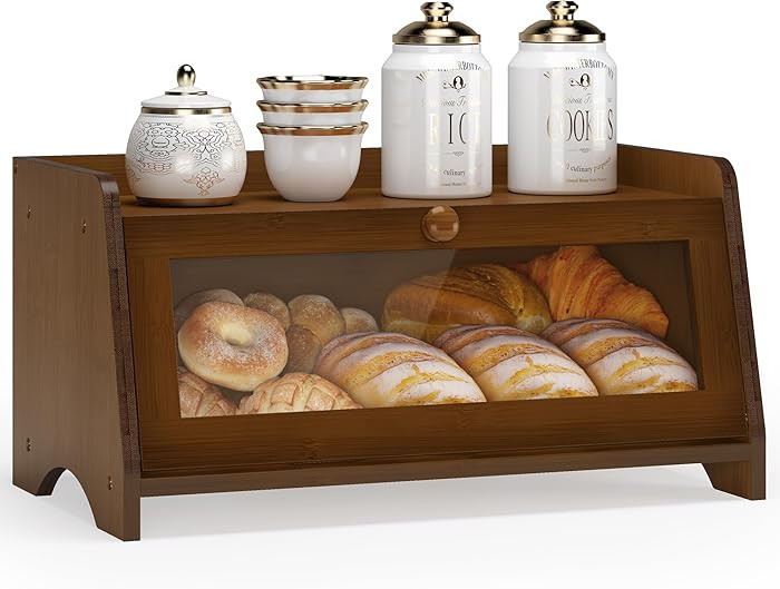 Vintage Bread Box for Kitchen Countertop, Large Bread Container Storage, Wooden Farmhouse Bread B... | Amazon (US)