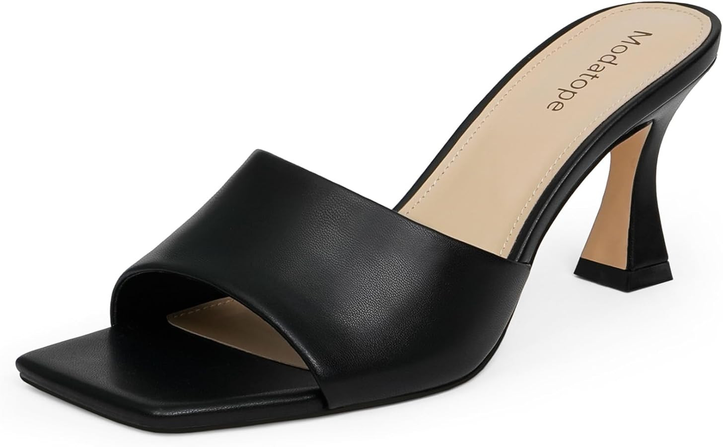 Modatope Womens Heeled Sandals Open Square Toe Heels Chunky Block Heel Slip On Sandals for Women | Amazon (US)