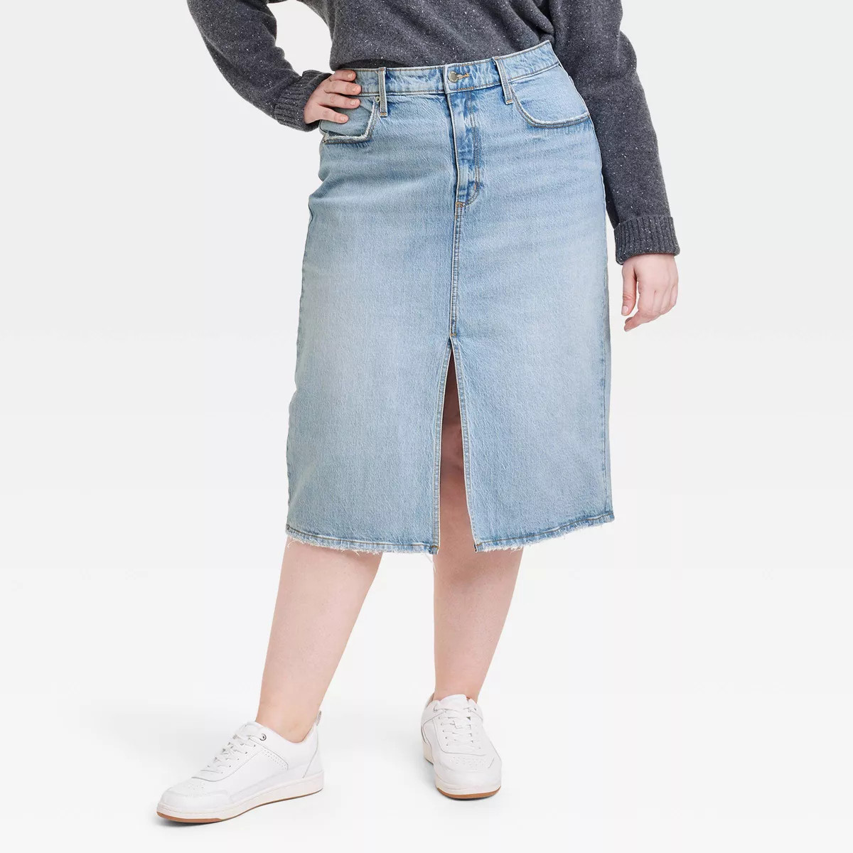Women's High-Rise Denim Midi Skirt - Universal Thread™ Light Wash 22 | Target