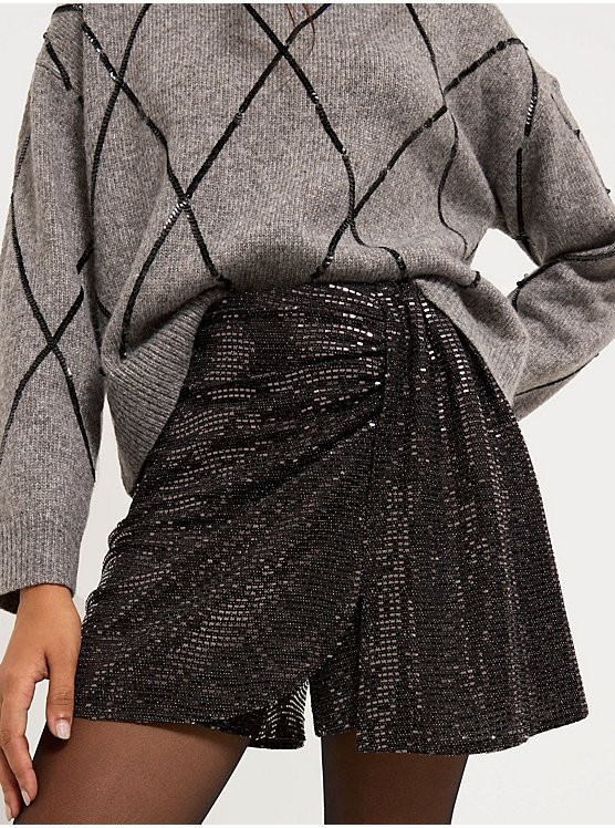 Black Sequin Mini Skort | George at ASDA