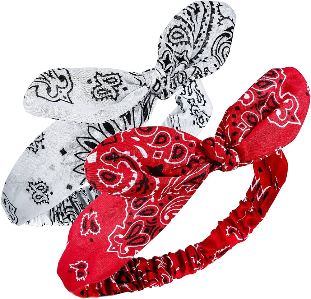 2 Pieces Bandana Headband for Women, Knot Retro Print Headbands Paisley Print Headband Headwrap A... | Amazon (US)