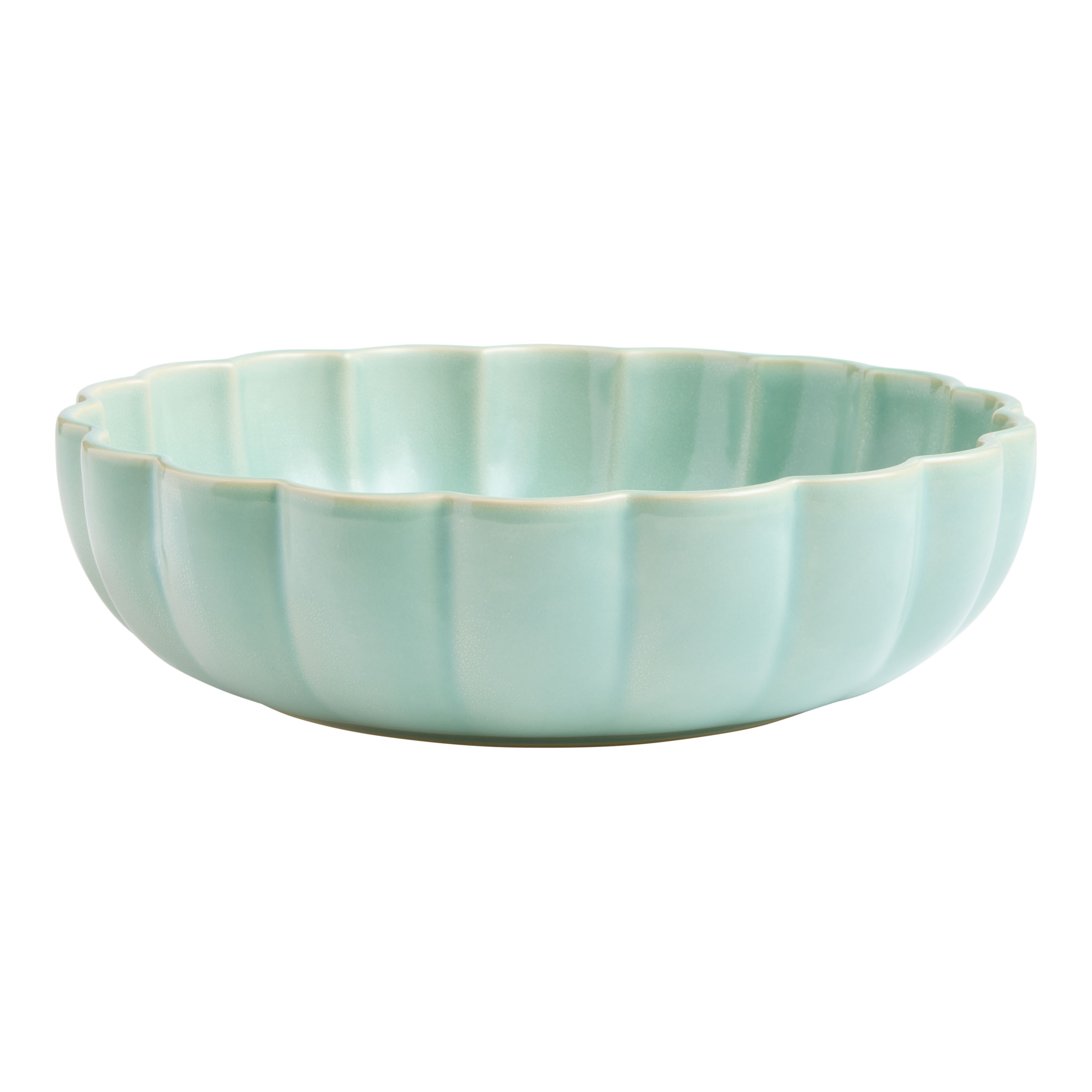 Mint Reactive Glaze Scalloped Serving Bowl | World Market