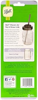 Ball Sip & Straw Lids, Fits Regular Mouth Mason Jars (2 Lids and 2 Straws) | Amazon (US)