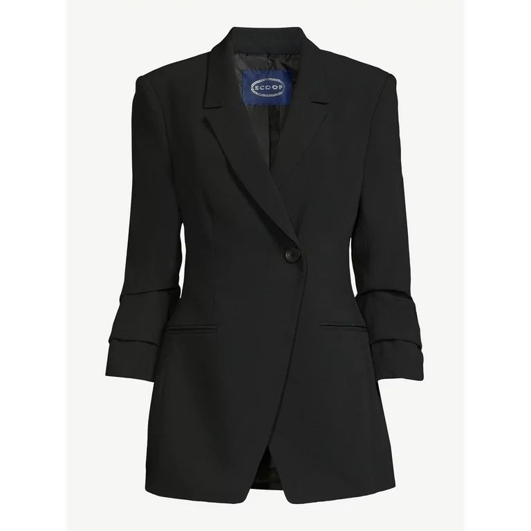 Scoop Women's Scrunch Sleeve Relaxed One Button Blazer, Sizes XS-XXL | Walmart (US)