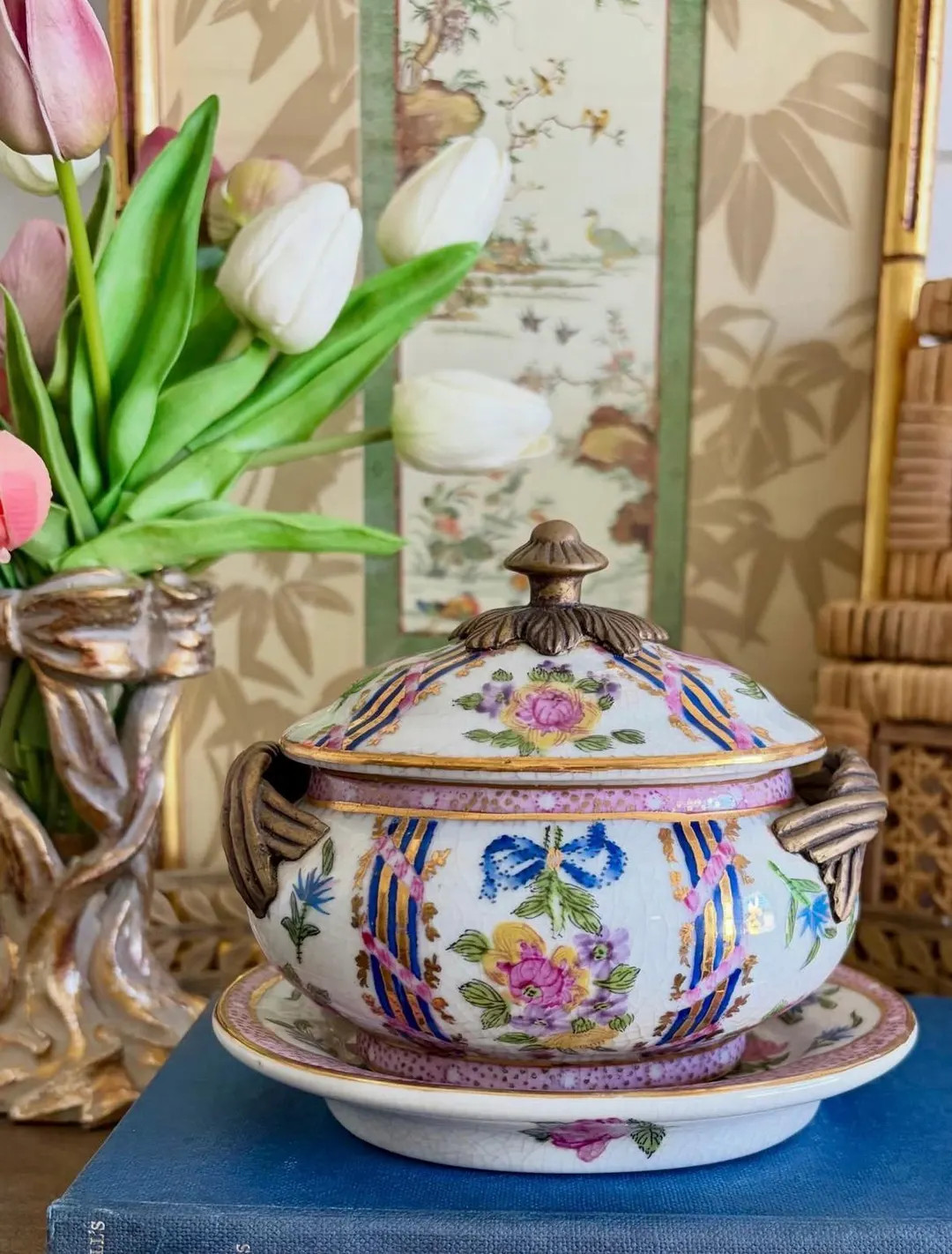 Vintage United Wilson box, JUWC Porcelain, Chinoiserie Jar, Antique dish set, Ormolu Vanity set | Etsy (US)