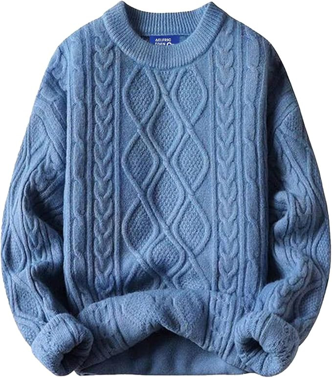 Aelfric Eden Oversized Knit Sweater Solid Vintage Pullover Sweater Unisex Woven Crewneck Knitted ... | Amazon (US)