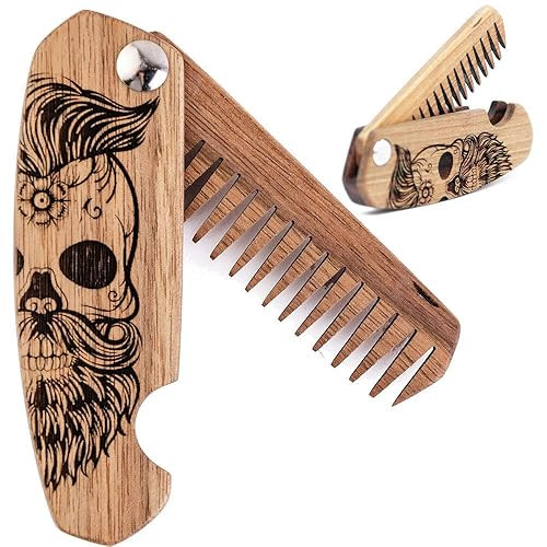 Enjoy The Wood Beard Comb for Men, Folding Pocket Beard Accessories for Men, Engraved Walnut Wood... | Amazon (US)