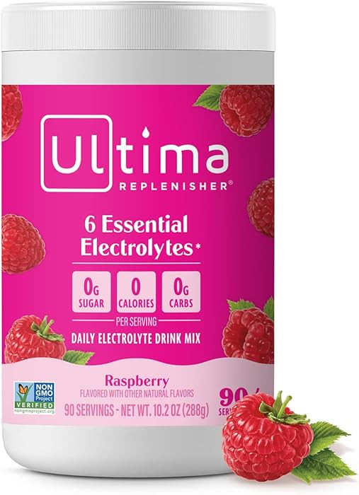 Ultima Replenisher Daily Electrolyte Powder Drink Mix – Sugar Free – Raspberry, 90 Servings ... | Amazon (US)