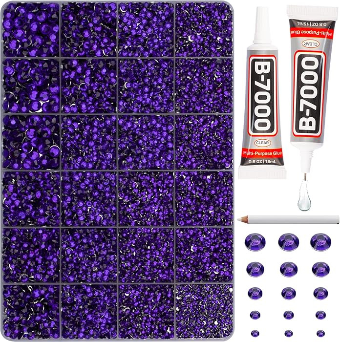 20100Pcs Purple Resin Rhinestones 2,3,4,5,6mm Flatback for Bedazzling Crafting Crafts Clothing Cl... | Amazon (US)