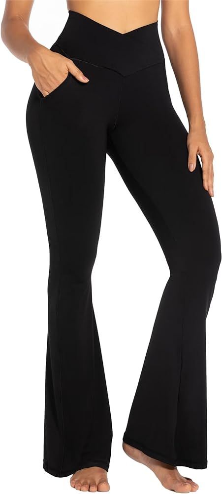 Sunzel Flare Leggings for Women with Pockets, Crossover Yoga Pants with Tummy Control, High Waist... | Amazon (US)