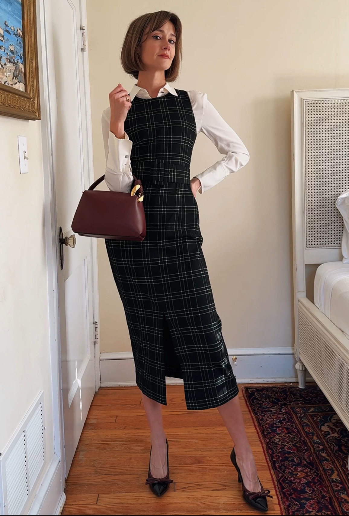 This charcoal plaid pencil dress looks so chic with burgundy accessories for work. 

#LTKWorkwear #LTKSeasonal #LTKOver40