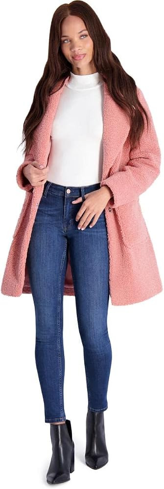 French Connection Women's Faux Shearling Teddy Lapel Midi Coat | Amazon (US)