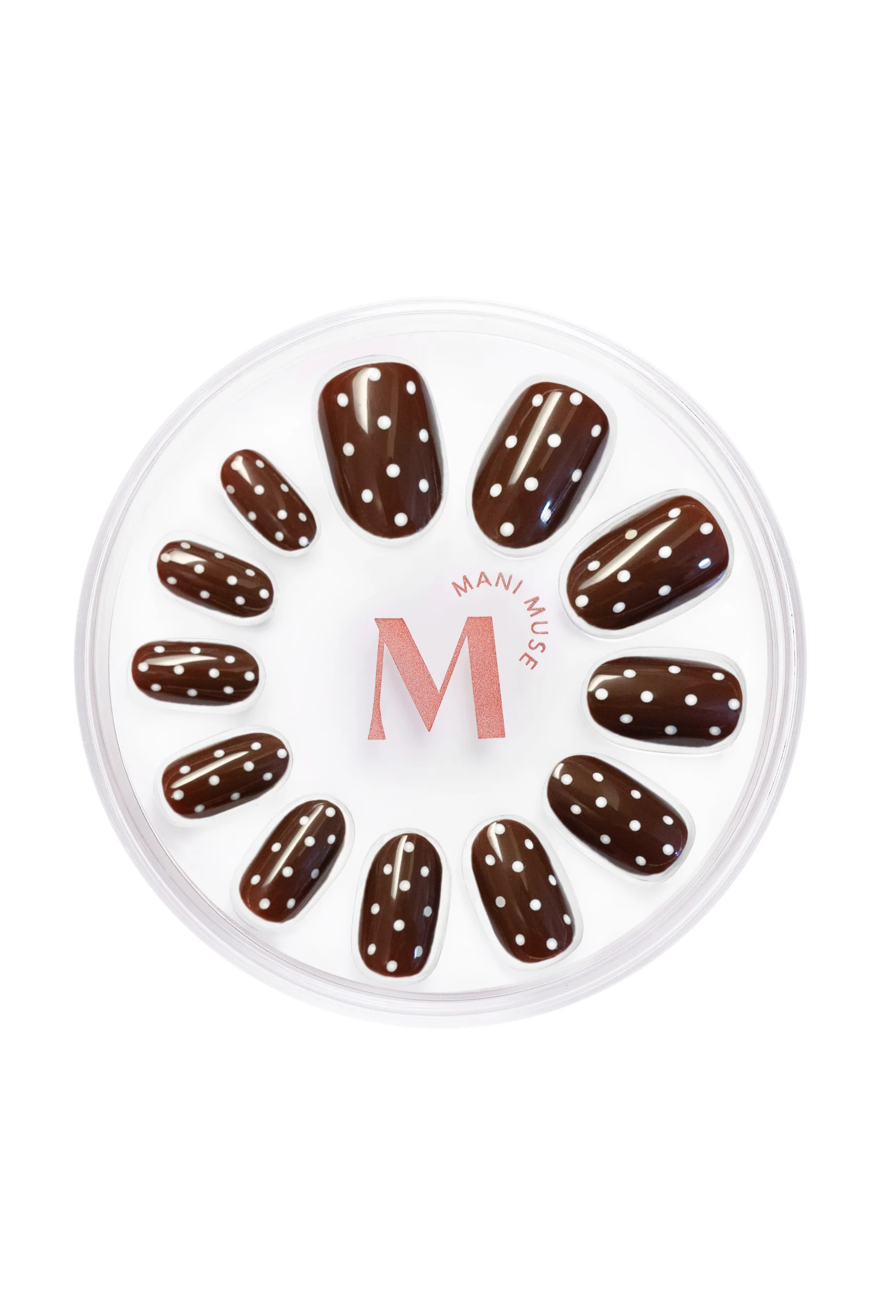 Brew-tally Cute Chocolate Brown Polka Dot Press-On Nails \u2013 Mani Muse | Mani Muse