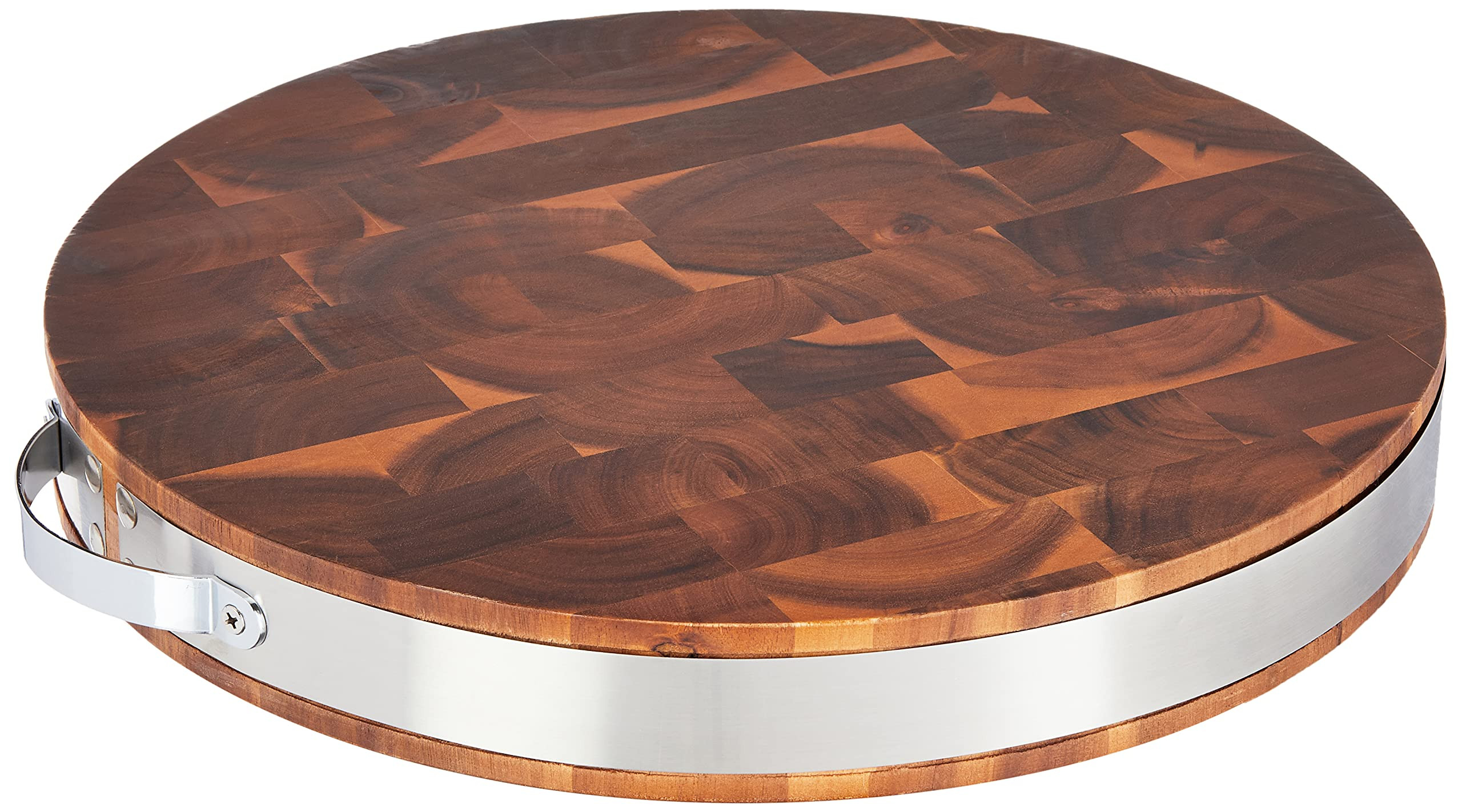Mountain Woods EGA2SS 15" X 2" Extra Thick Acacia Hardwood End Grain Round Cutting Board w/Stainless | Amazon (US)