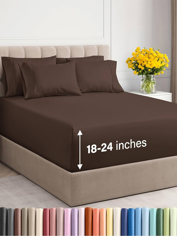 Extra Deep Queen Sheet Set - 6 Piece Breathable and Cooling Sheets - Hotel Luxury Bed Sheets Set ... | Amazon (US)