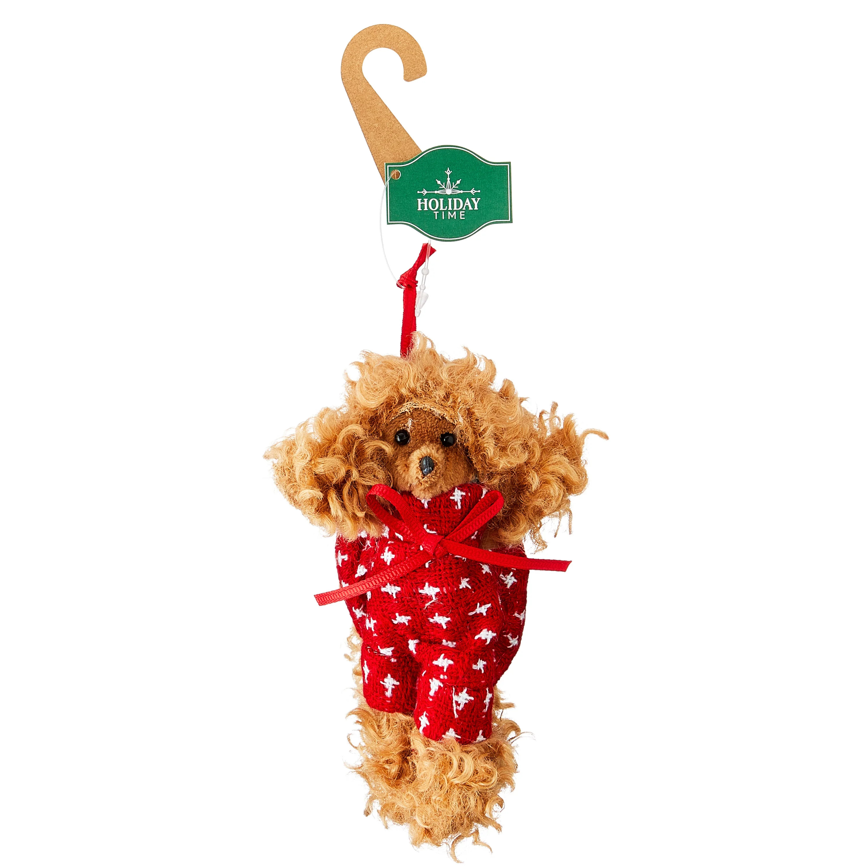 Brown and Red Plush Poodle Christmas Ornament, Joyel Theme, 5.1", by Holiday Time | Walmart (US)