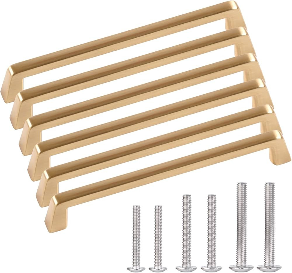 AOKENBAO 6-inch Brass Cabinet pulls Gold Cabinet pulls Gold Cabinet pulls Brass Drawer Pull Brass... | Amazon (US)