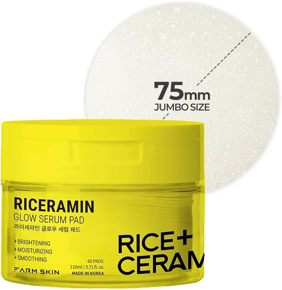 FARMSKIN Riceramide Glow Serum Pad - Revitalizing & Moisturizing Face Serum Cotton Rounds with 3x... | Amazon (US)