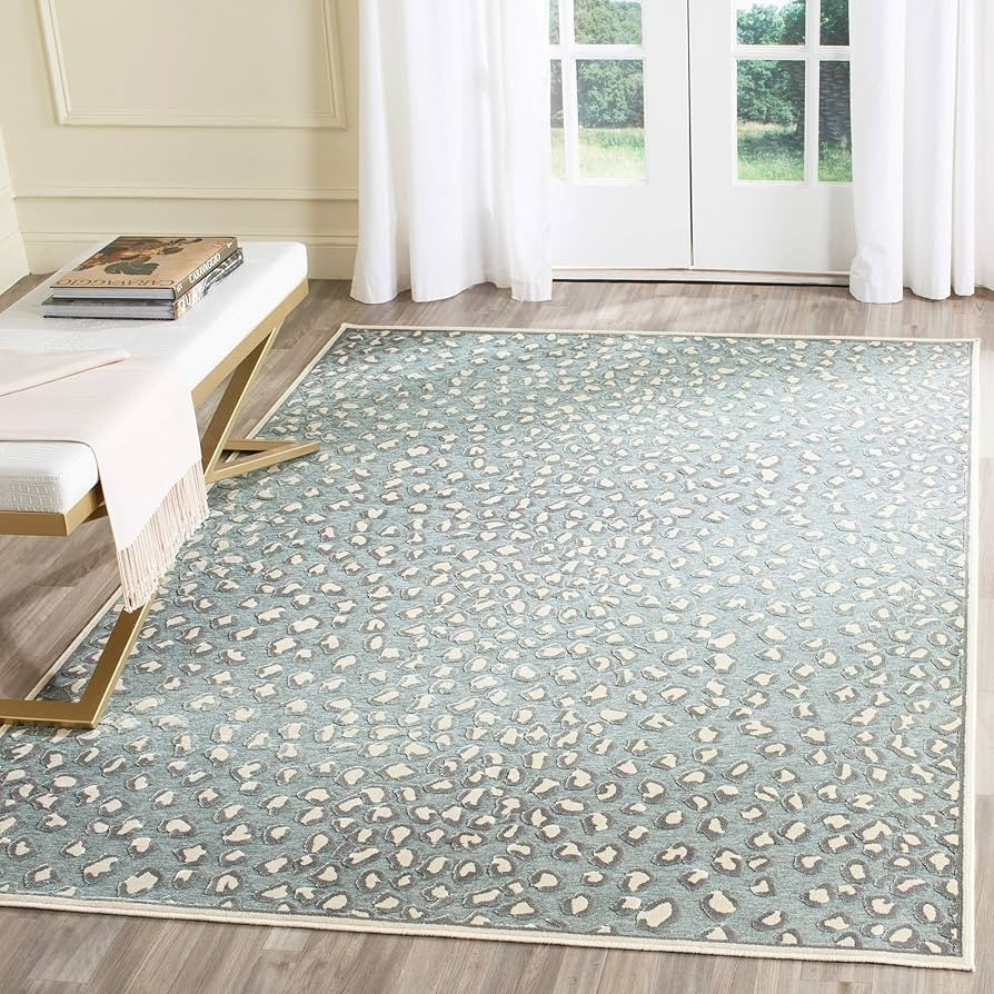 SAFAVIEH Paradise Collection Area Rug - 5'3" x 7'6", Cream & Spruce, Animal Print Viscose Design,... | Amazon (US)