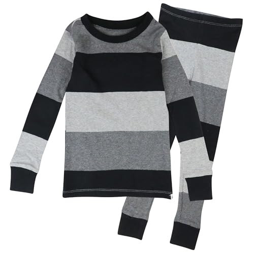 HonestBaby 2-Piece Pajamas Sleepwear PJs 100% Organic Cotton for Baby, Toddler, Kids, Boy, Bold Stripe Gray Ombre, 4T | Amazon (US)