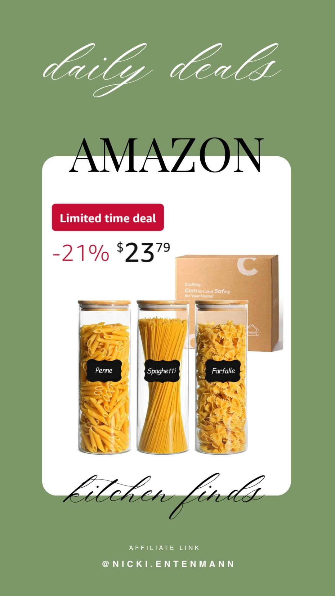 This glass spaghetti pasta storage container with lids brings cheerful organization and effortless charm to everyday kitchens with modern flair. #PastaStorage #GlassContainer #KitchenEssentials #FoodStorage #DailyUse #LifestyleGear #ModernLiving #HomeCooking #OrganizingSolutions #DurableDesign 🍝✨🥂
 

 #LTKdayinmylife #LTKHome #LTKSaleAlert
