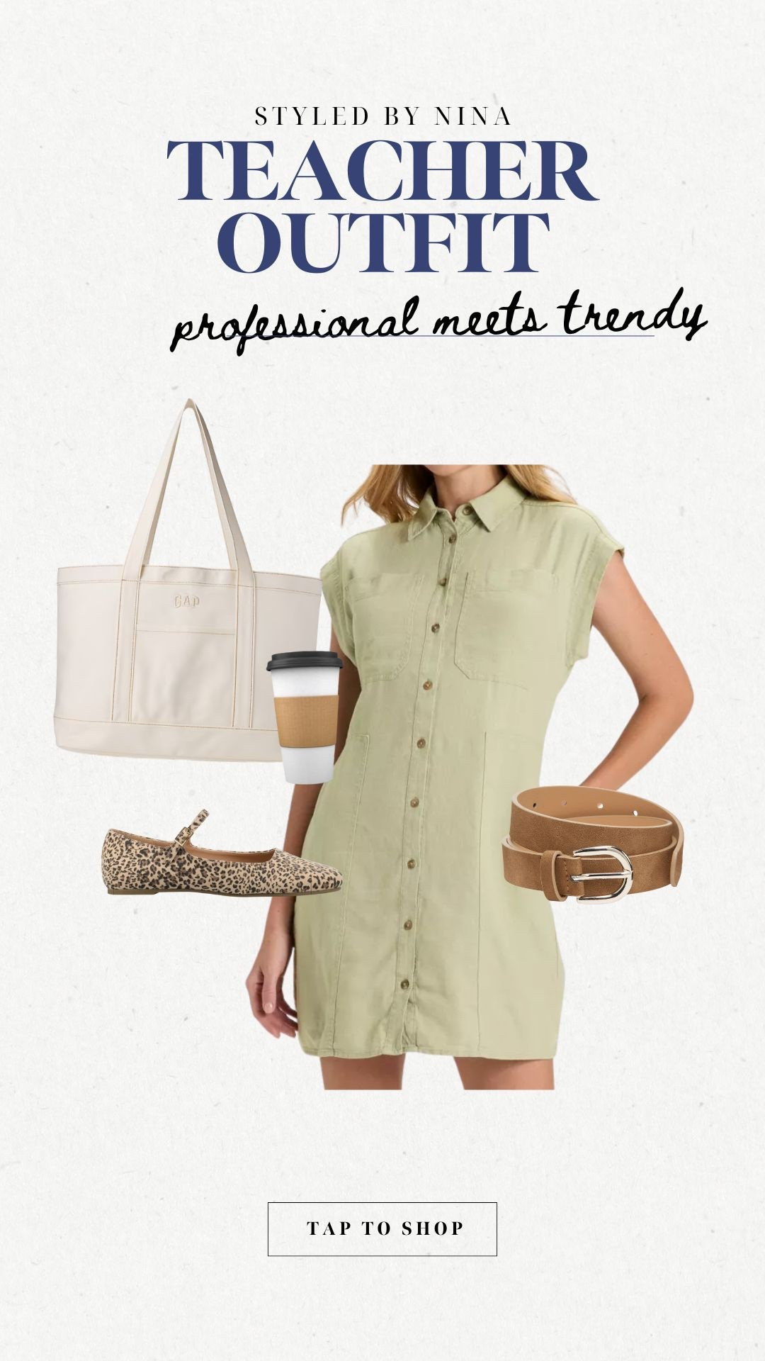 Teacher outfit! Trendy linen dress, I love the color & paired with a belt would be so cute! These gap totes are so fun and come in other  colors too. Add the cheetah flats for a pop of pattern.

Teacher outfit, teacher dress, midsize

#LTKStyleTip #LTKWorkwear #LTKSeasonal