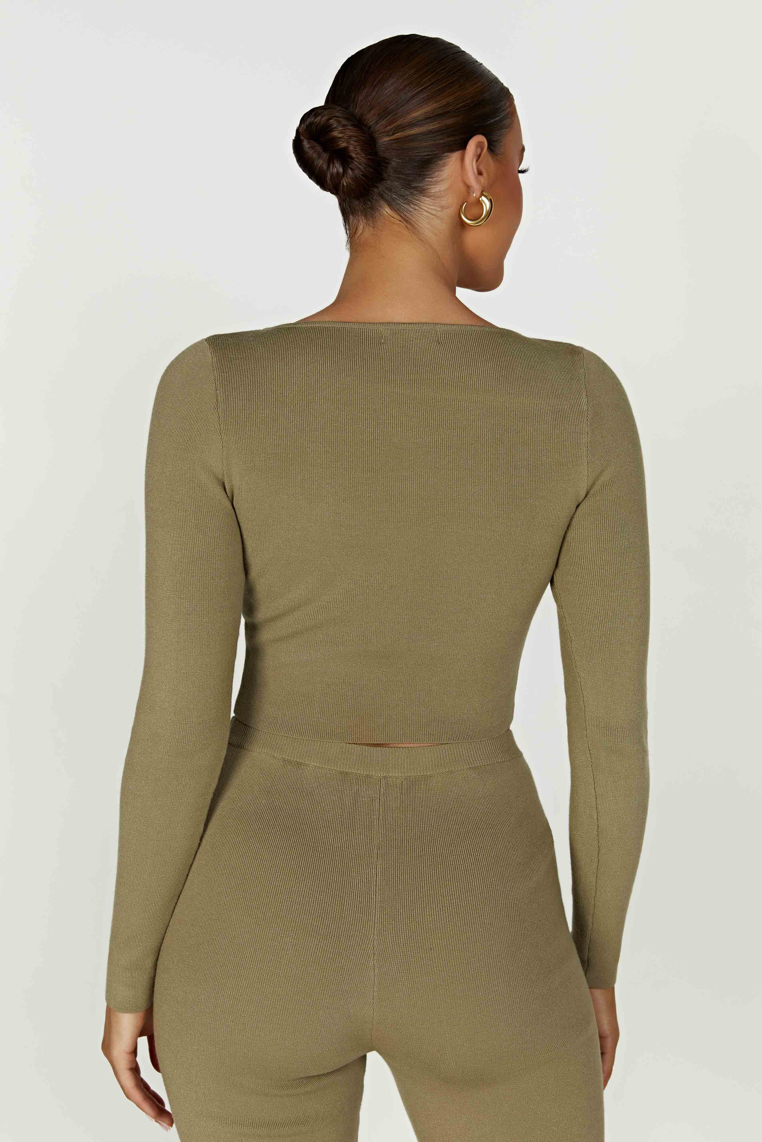 Haisley Long Sleeve Knit Top - Olive | MESHKI US