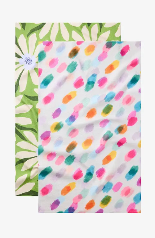 Geometry Kitchen Tea Towel Set in Daisy Downpour at Nordstrom | Nordstrom
