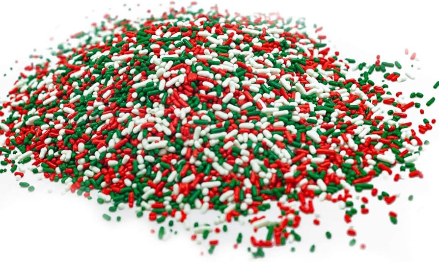 Green, Red and White Blend Sprinkles - 4 oz Resealable Stand Up Candy Bag - Christmas Themed Spri... | Amazon (US)