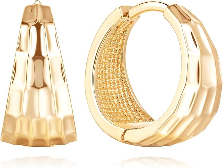 AMELINE 14K Gold Earrings for Women 14K Gold Small Hoop Earrings Gold Plated Nickel Free Earrings... | Amazon (US)