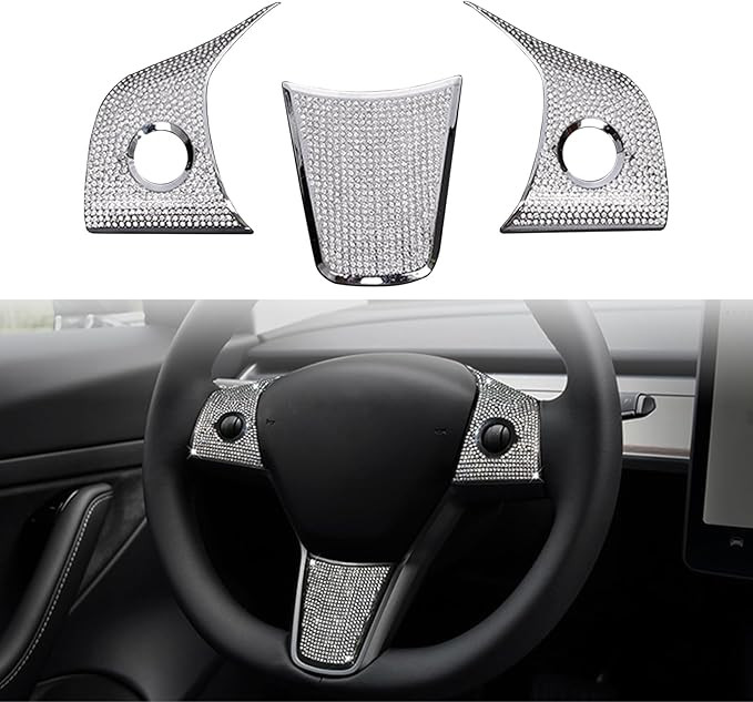 YHCDSEA Steering Wheel Trim Cover for Tesla Model 3/Y, Interior Accessories Compatible with Tesla... | Amazon (US)