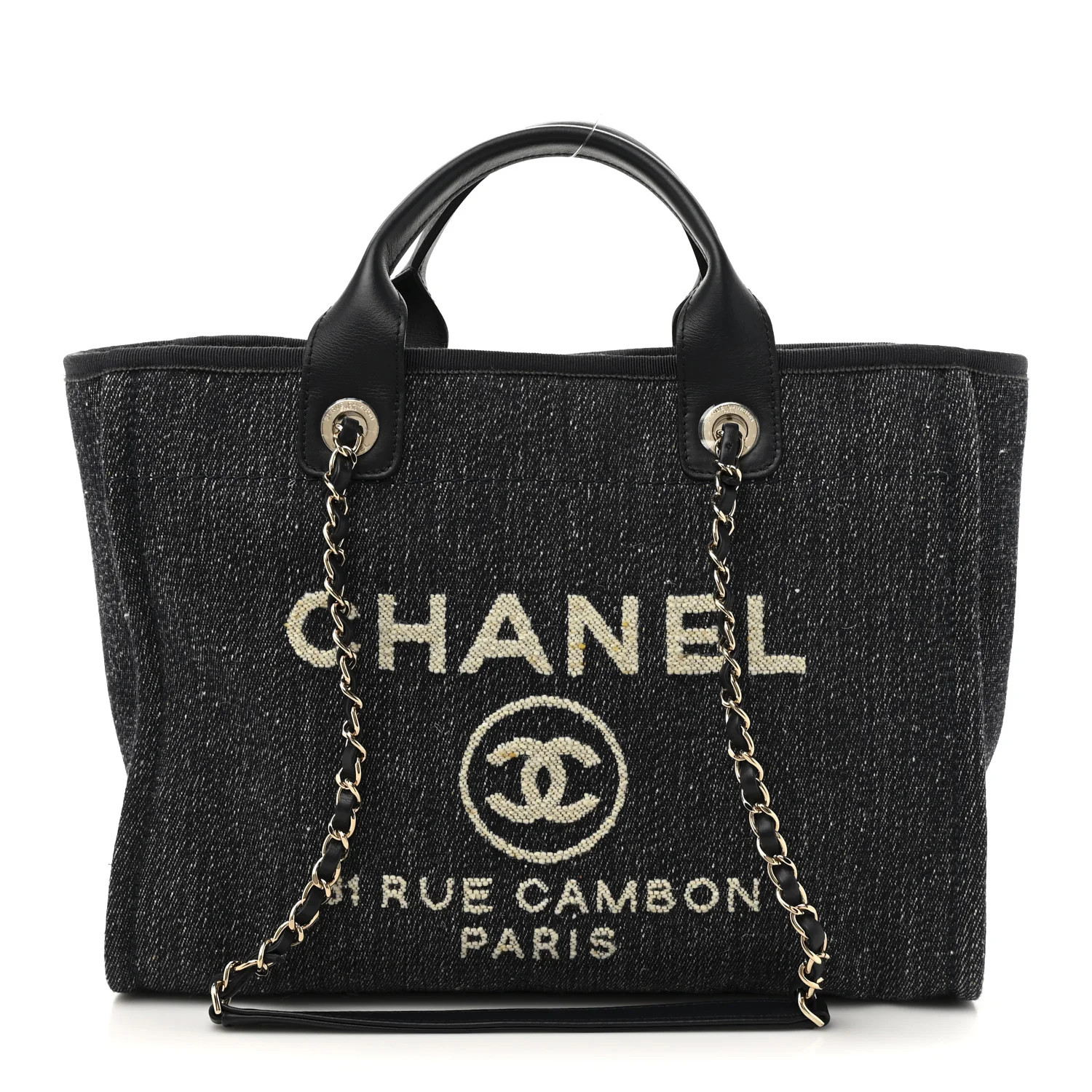 Denim Small Deauville Tote Dark Blue White | FASHIONPHILE (US)