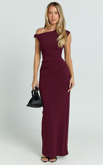 Genie Maxi Dress - Off The Shoulder Dress in Wine | Showpo (US, UK & Europe)