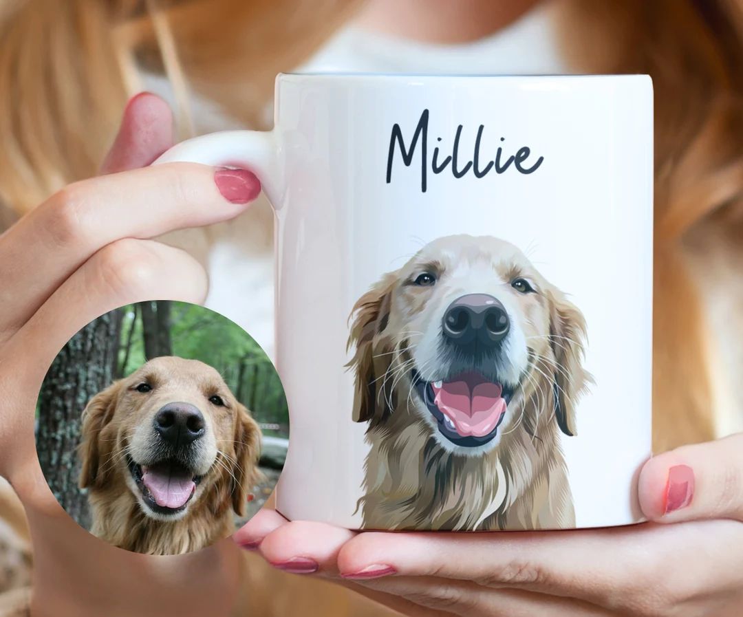 Custom Pet Coffee Mug Using Pet Photo Hand Drawn Dog Picture Mug Personalized Cat Mug With Name C... | Etsy (US)
