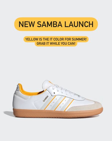 New Adidas Samba launch! Yellow is the IT color for summer. This will be a hot seller! Grab it while you can! 

Adidas Samba, white and yellow sneakers, yellow, summer shoes, neutral sneakers, gift ideas, gift guide, The Stylizt 

#LTKSeasonal #LTKShoeCrush #LTKFindsUnder100