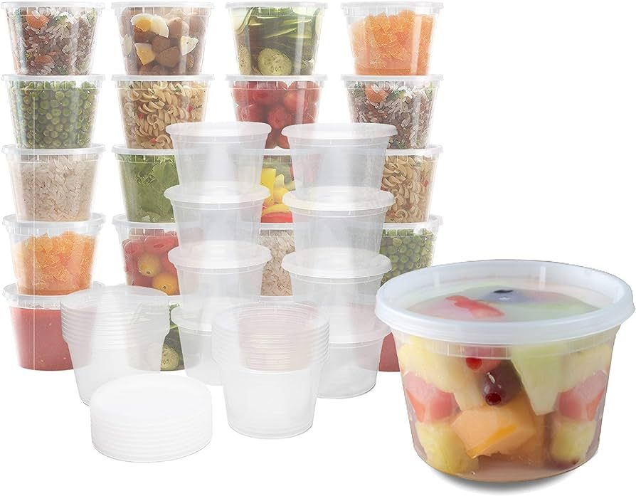 Healthy Packers Plastic Food Storage Containers with Lids (16 oz, 40 pack) - BPA Free Deli Cups/G... | Amazon (US)