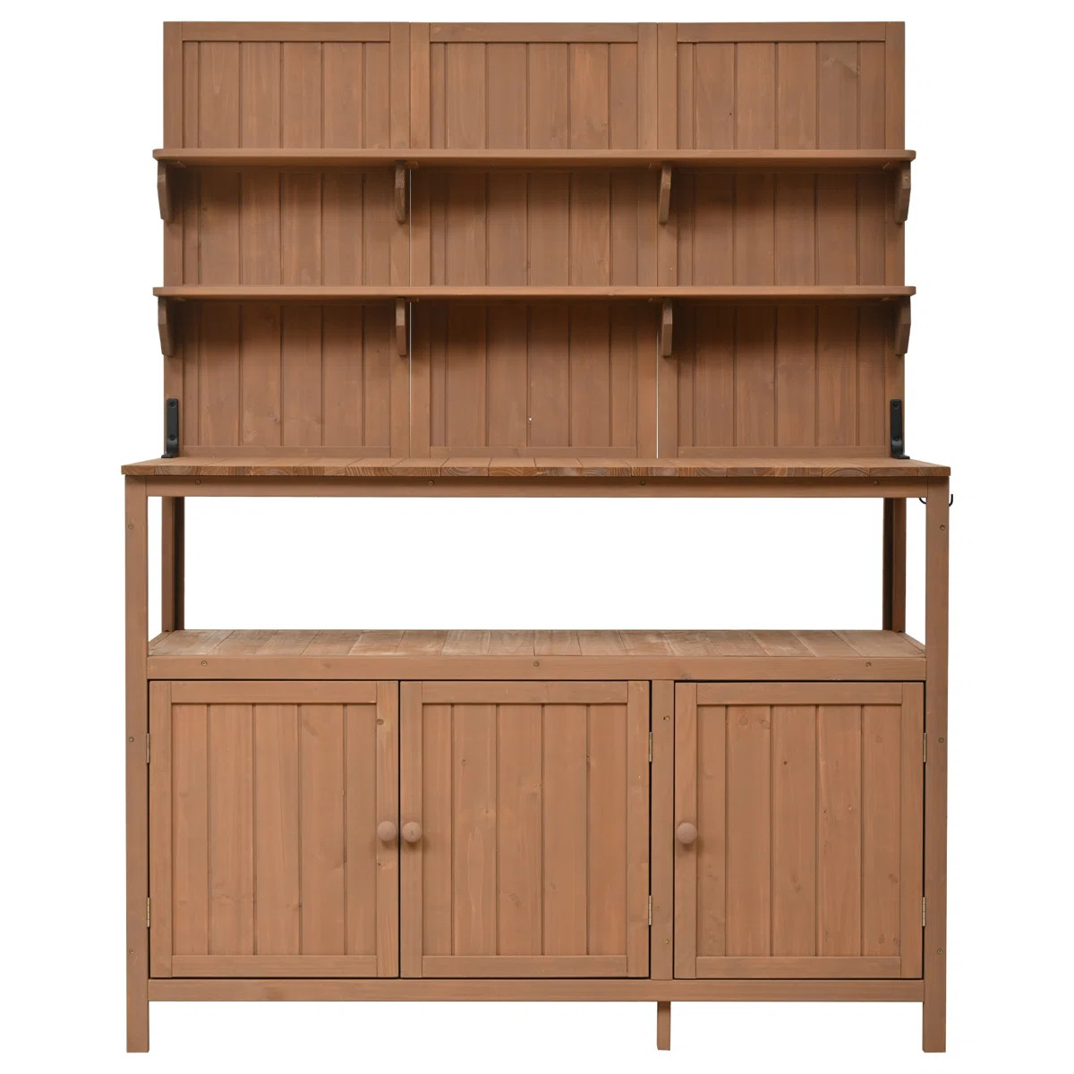 Potting Bench with Hutch, Solid Fir Wood Garden Workstation, Large Countertop, 2 Shelves, 2 Cabin... | Wayfair North America