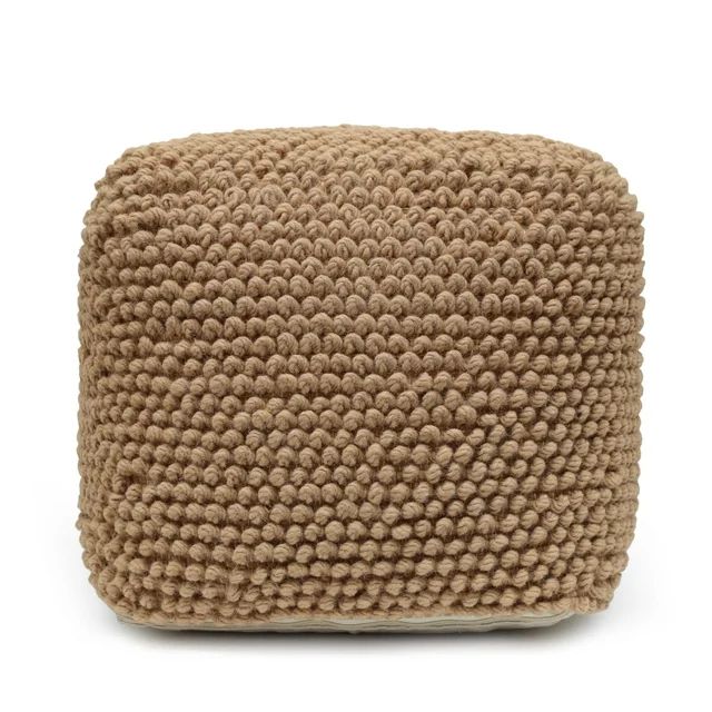 Woven Paths Grewell Wool Tufted Cube Pouf, Natural - Walmart.com | Walmart (US)